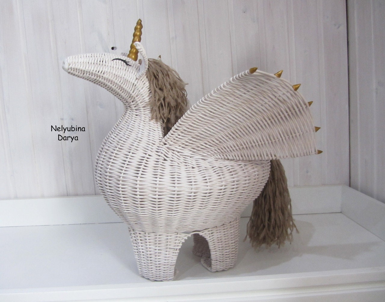 White Unicorn Basket Toy Basket Kids Room Storage Basket Etsy