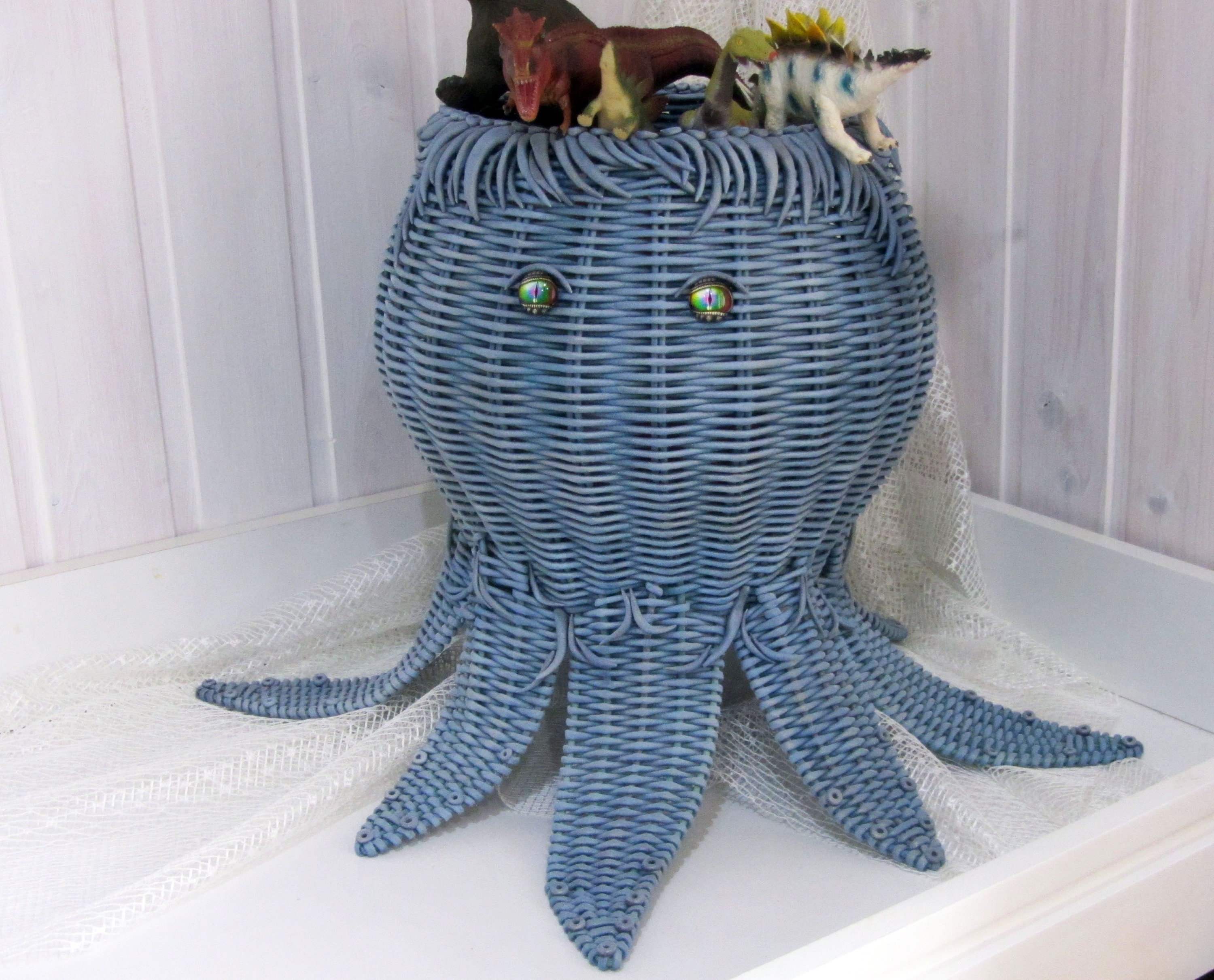 Kids Room Storage Basket Blue Octopus Basket Toy Box Etsy