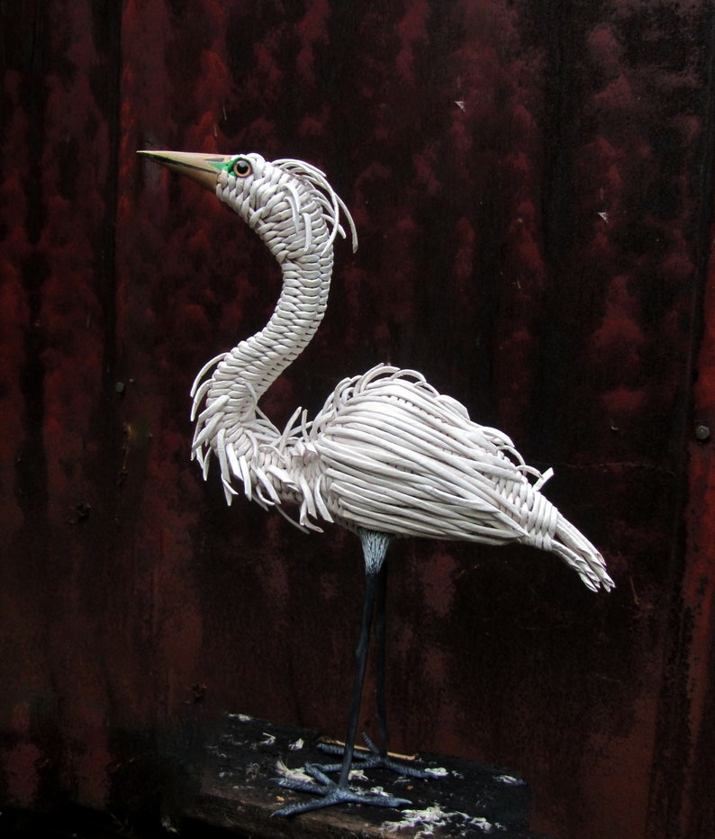 White Heron Statue Heron Figurine Art Decor Bird Sculpture Etsy