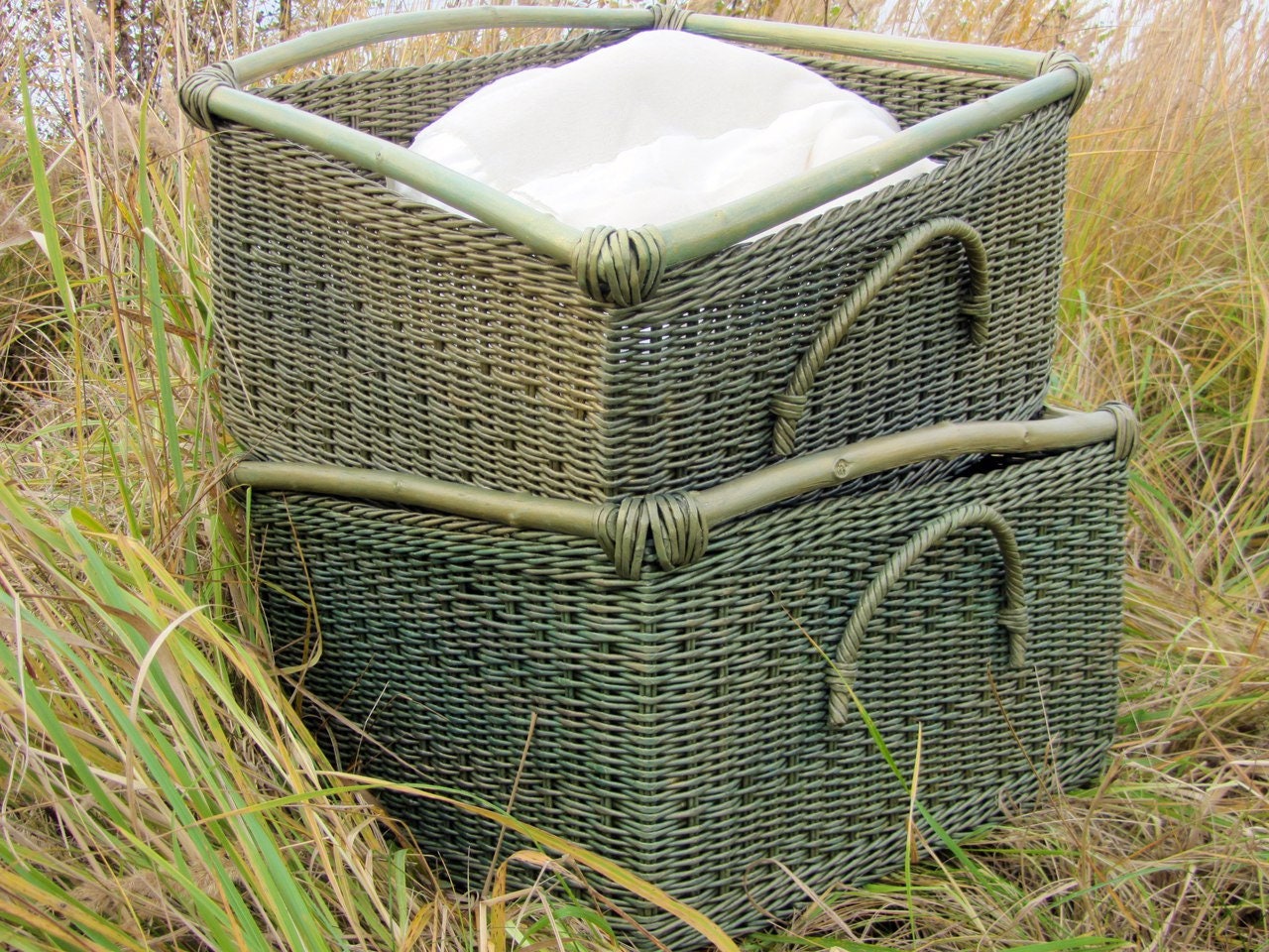 Cestas de almacenamiento caja de almacenamiento de mimbre | Etsy