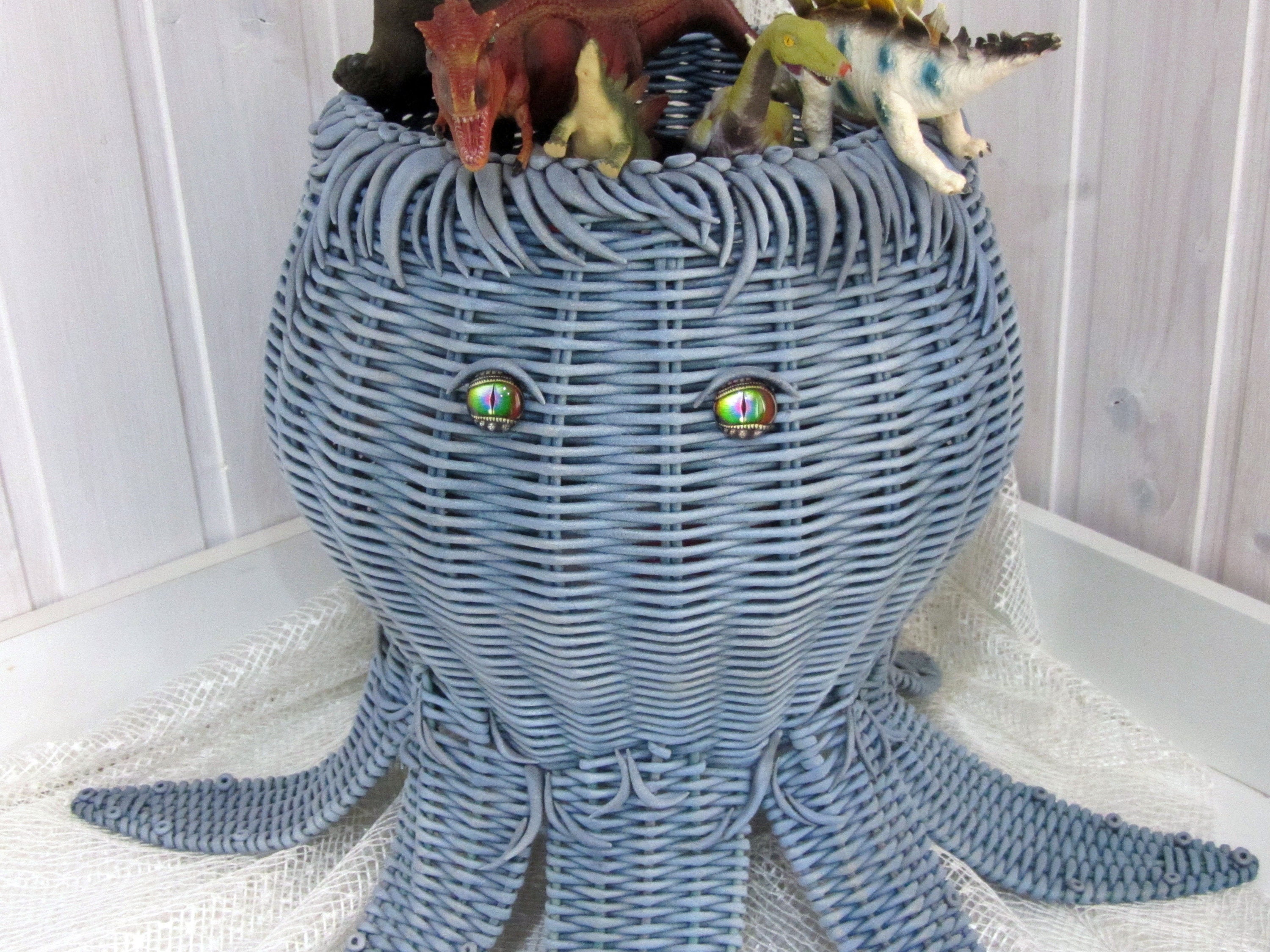 Kids Room Storage Basket Blue Octopus Basket Toy Box Etsy