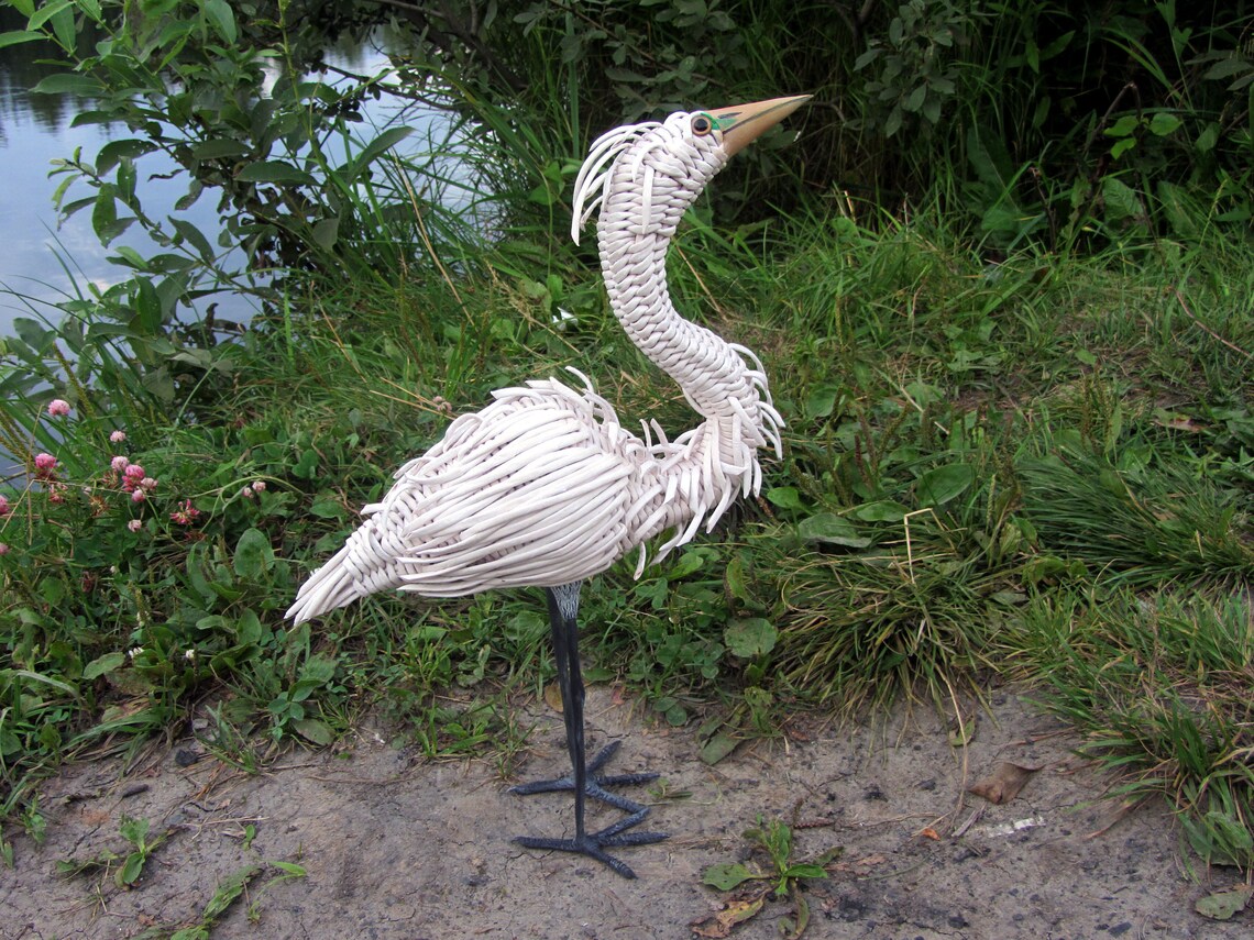 White Heron Statue Heron Figurine Art Decor Bird Sculpture Etsy