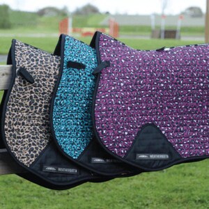 Personalised Embroidered leopard equine saddle pad in a variety of colours pony, full both side embroidery