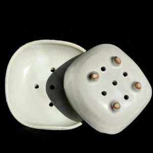 White sandstone soap dish - cream, "handmade" ceramic