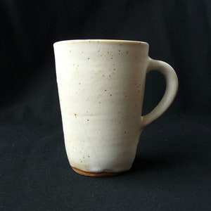 Handcrafted white/cream stoneware mug, handmade ceramic.