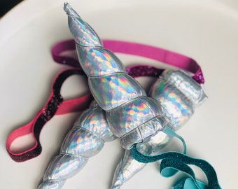 Cuerno de unicornio de 4 ", diadema de cuerno de unicornio acolchado, cuerno de unicornio metálico, accesorio fotográfico de unicornio de fieltro, fiesta de unicornio de bricolaje, cumpleaños, suministro de bricolaje