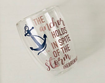 Gepersonaliseerd wijnglas met bijbelverzen dubbelwandig geïsoleerd en steelloos: perfect cadeau voor vriendinnen, cadeau voor haar, inspirerend geschenk