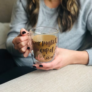 Personalized Insulated Coffee Mug Large, (16oz) Double Wall Glass Coffee Cups, Tea Cups