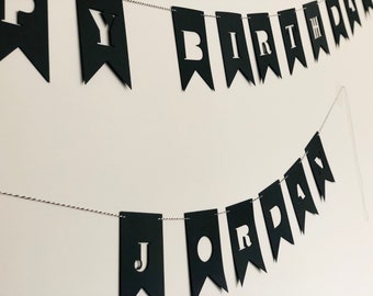 Gepersonaliseerde stencil uitgesneden gelukkige verjaardag banner