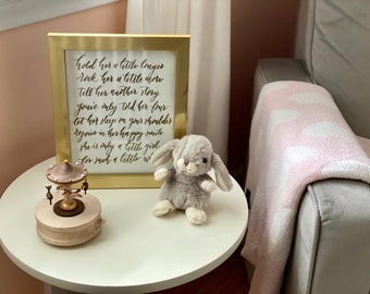 Nursery Decor and wall art- Hold Her A Little Longer poem handmade on canvas, Baby girl Nursery, Baby Shower Gift, modern nursery decor