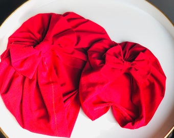 Nudo superior elástico o sombrero de turbante de arco para bebés (rojo), envoltura para la cabeza, turbante elástico para mujeres en quimioterapia, recién nacido, niño pequeño, regalo de baby shower, nueva mamá