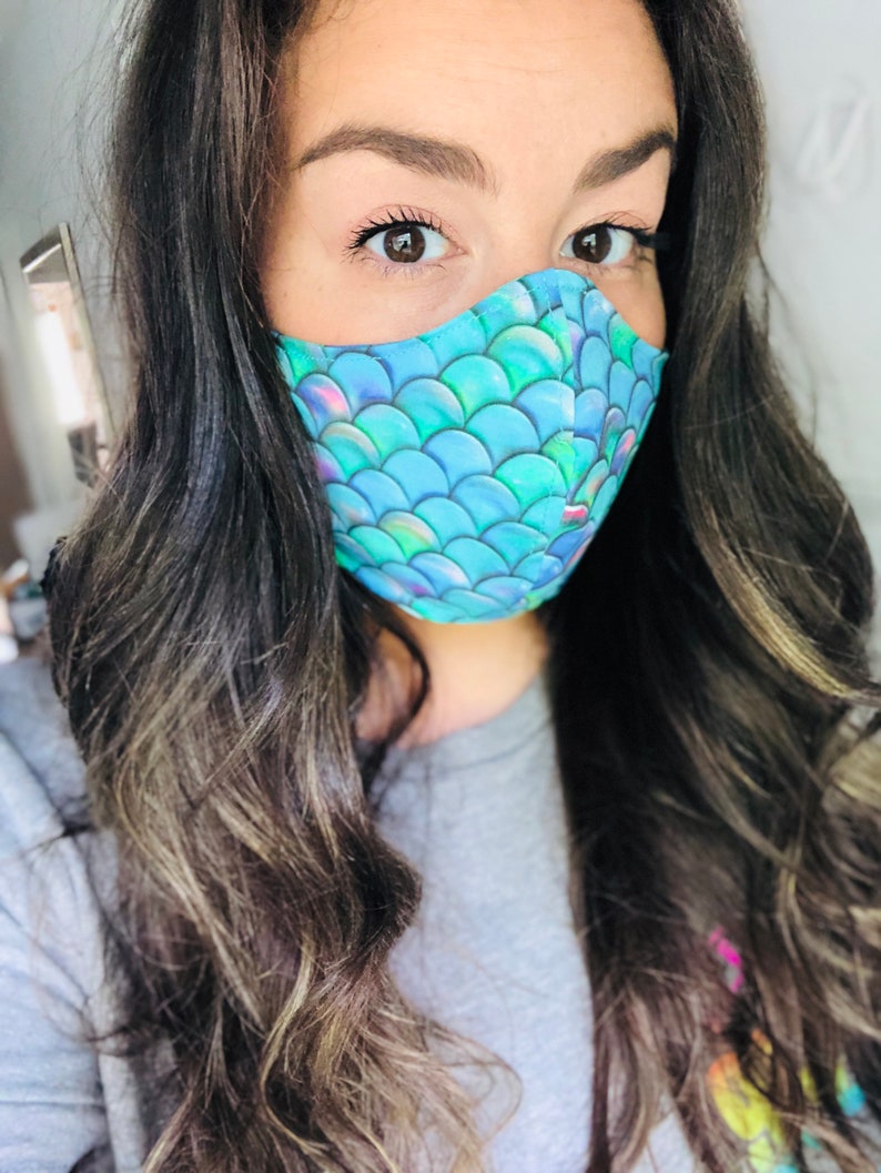 Mermaid Face Mask 100 Cotton Handmade Breathable Etsy
