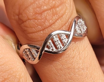 DNA MOTIF DESIGN RING-SILVER925-DNAリング DNA Helix Band, Sterling Silver Ring, Infinity Twist Ring, Science