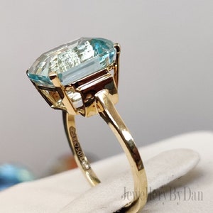 4 Ct Emerald cut Aquamarine Engagement Ring, Solid 14K White Gold, Engagement Ring, Solitaire Wedding Ring, Luxury Ring, Dainty Ring, Gifts image 9