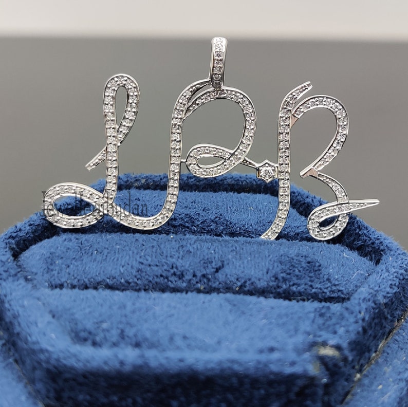 Diamond Custom Jewelry Personalized Diamond Letter Necklace Solid White Gold Personalized Name Necklace Perfect Christmas Accessory