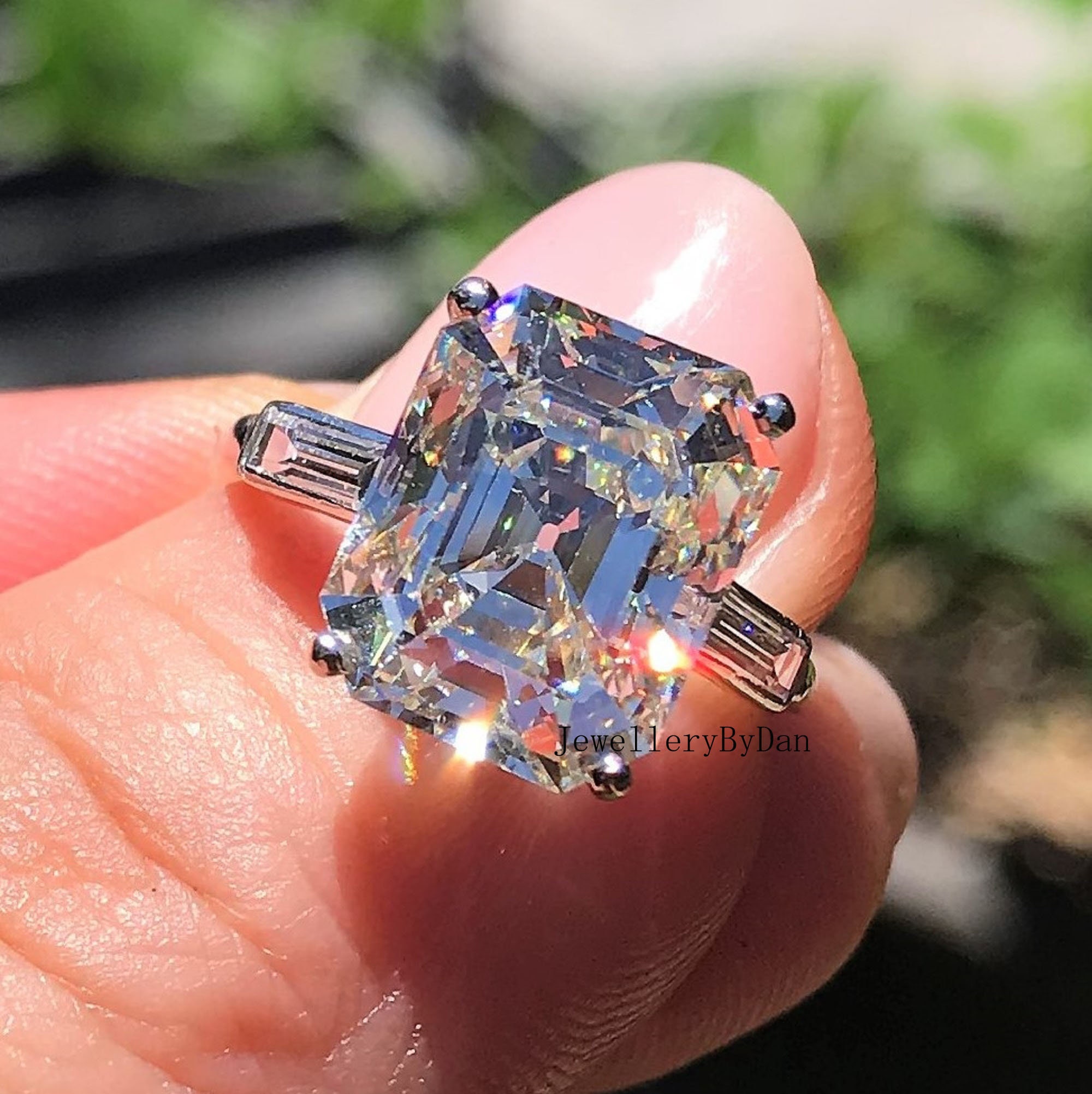 ELONGATED Asscher Cut 2.10 TW Moissanite Ring Solid 14k White Etsy