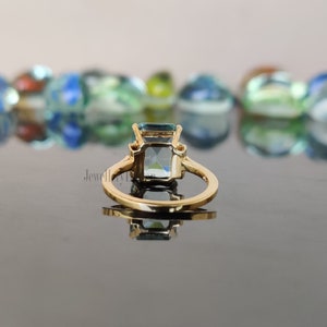 4 Ct Emerald cut Aquamarine Engagement Ring, Solid 14K White Gold, Engagement Ring, Solitaire Wedding Ring, Luxury Ring, Dainty Ring, Gifts image 4