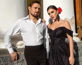 Gothic Schwarz Glitzer Korsett Kleid - Off-Shoulder Schnürung Ballkleid
