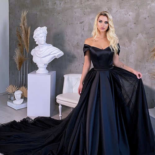 Black Satin Lace-up Corset Wedding 
