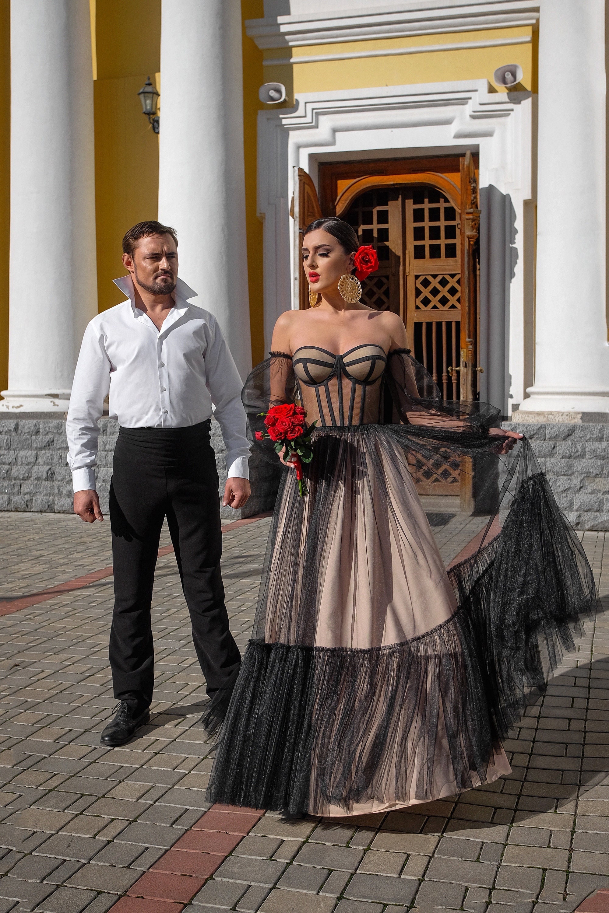 Ombre Black and Beige Tulle Sexy Cups Corset Prom Dress Ombre Black and Beige Tulle Sexy Cups Corset Prom Dress