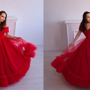 Red Tulle Ball Gown. Wedding Dress With Lace-up Corset. Custom - Etsy