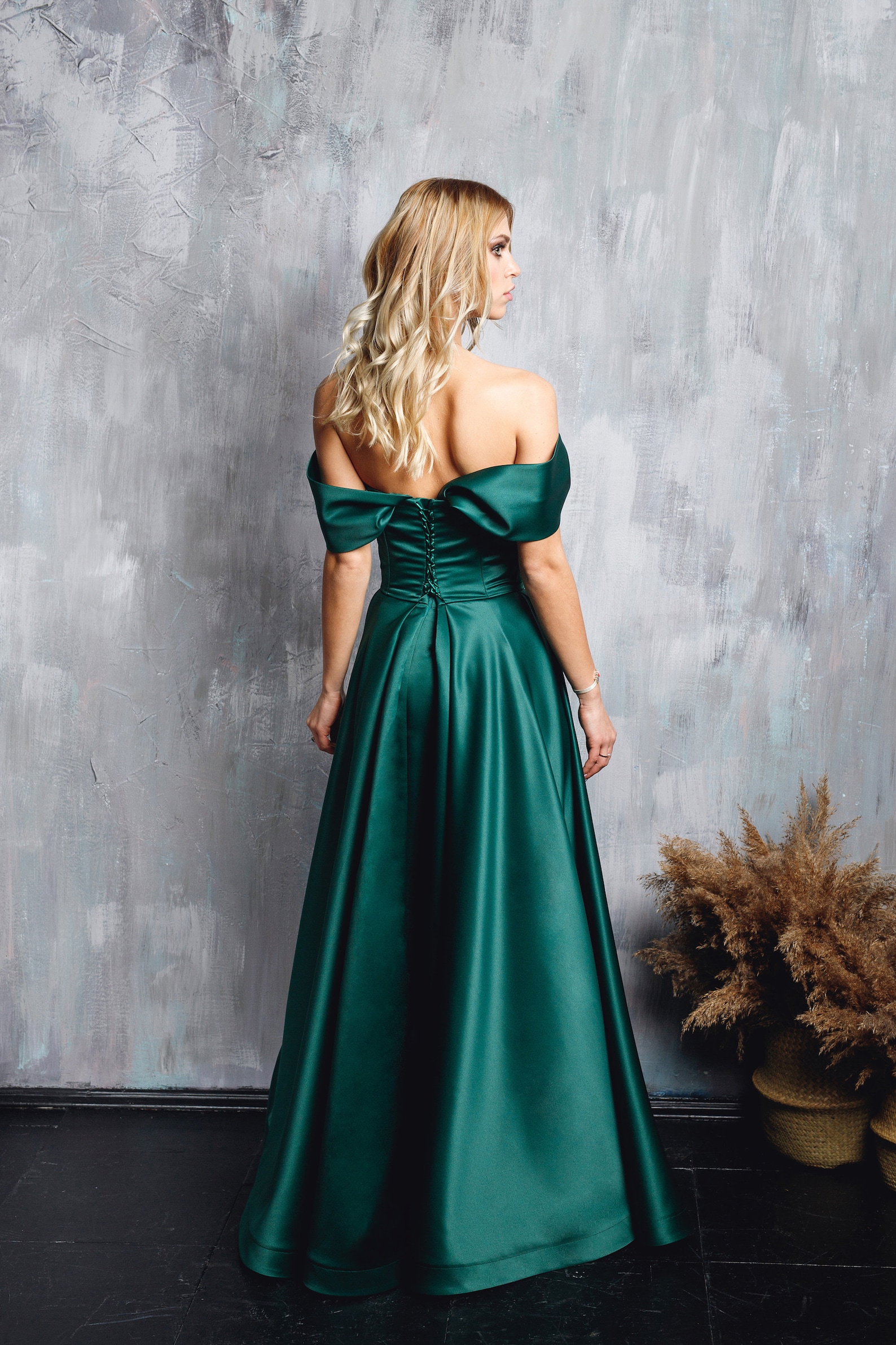 Emerald Green Satin Corset Wedding Guest Dress. 2 in 1 - Etsy