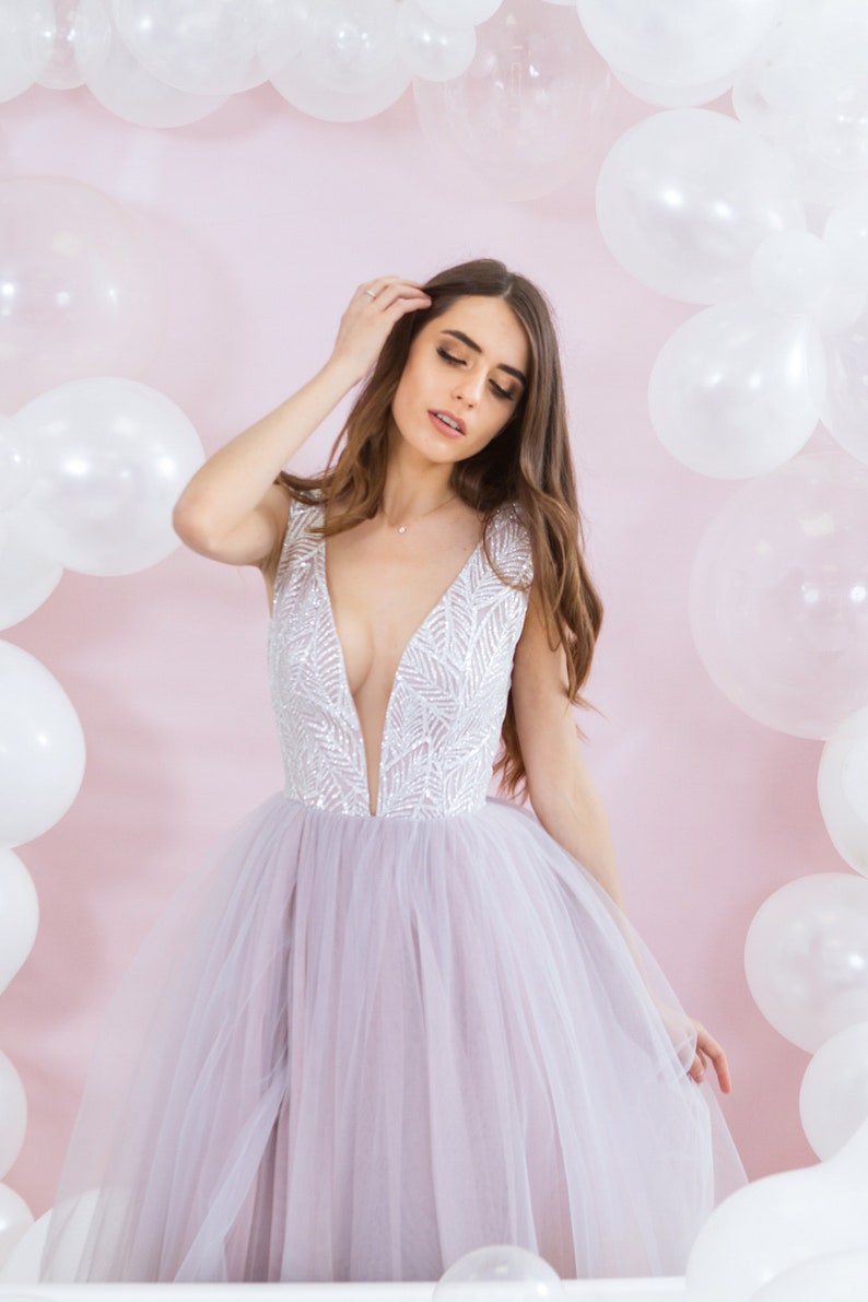 10 sizes IN STOCK Evening Prom Dress Morning Haze Bridesmaid Floor Length Flowy Pinky Gray Cute Custom Made Formal Dress 8 ready to ship