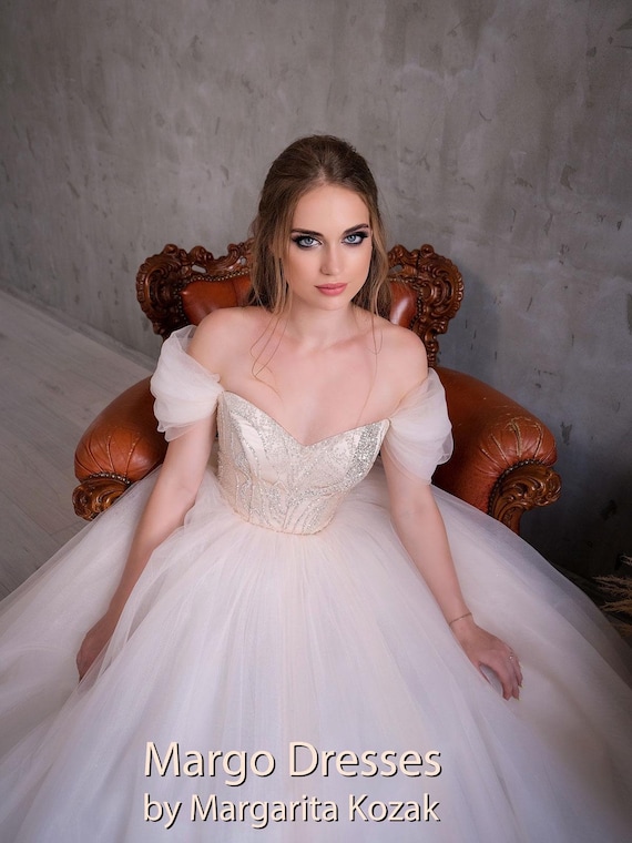 Fairy Ombre Tulle Wedding Dress With Glitter Lace-up Corset