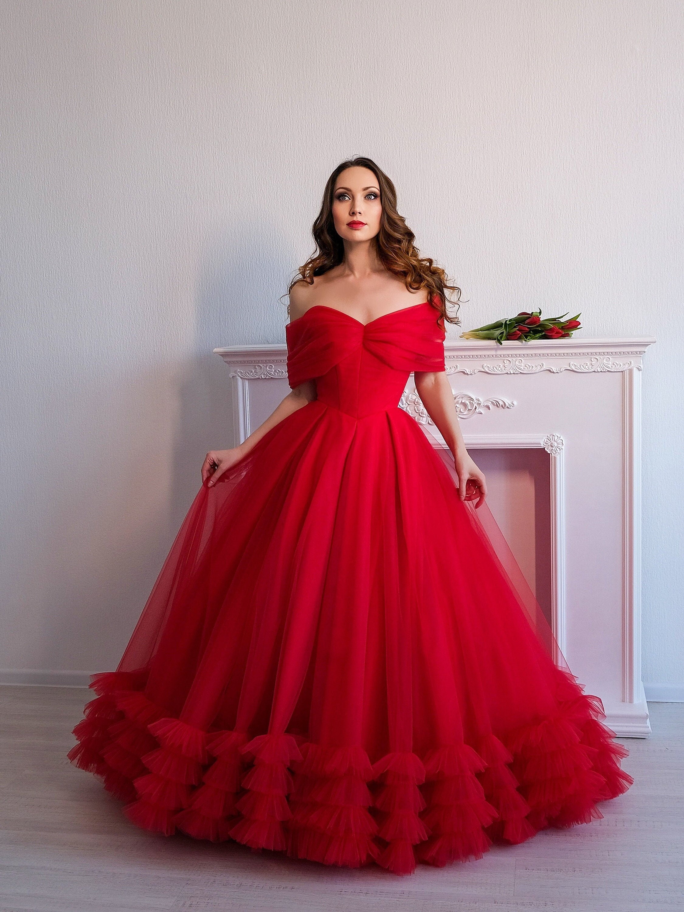 Sparkly Long Train Red Sequin Ball Gowns for Little Girls FD1763C vini –  Viniodress