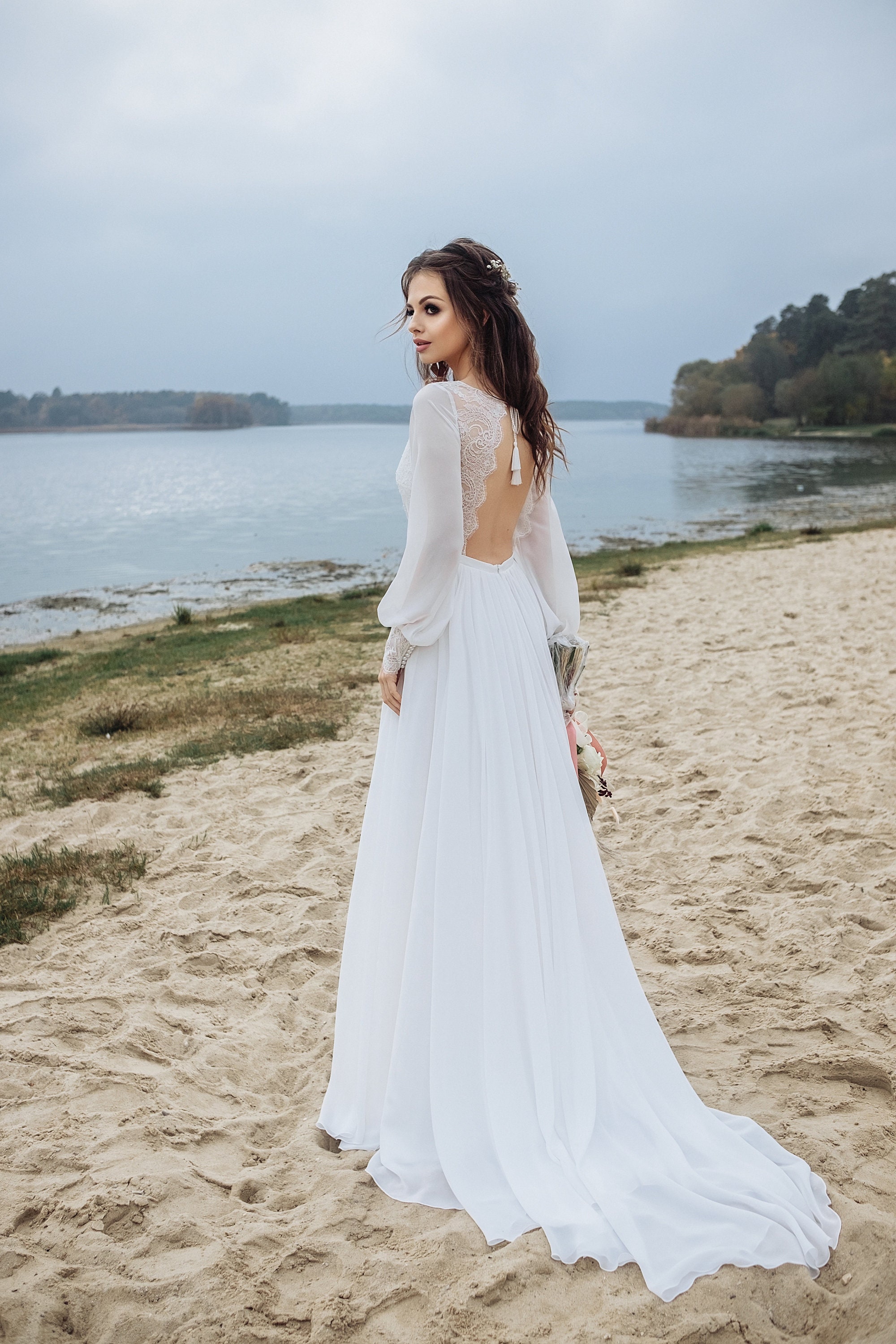 beach bridal dress