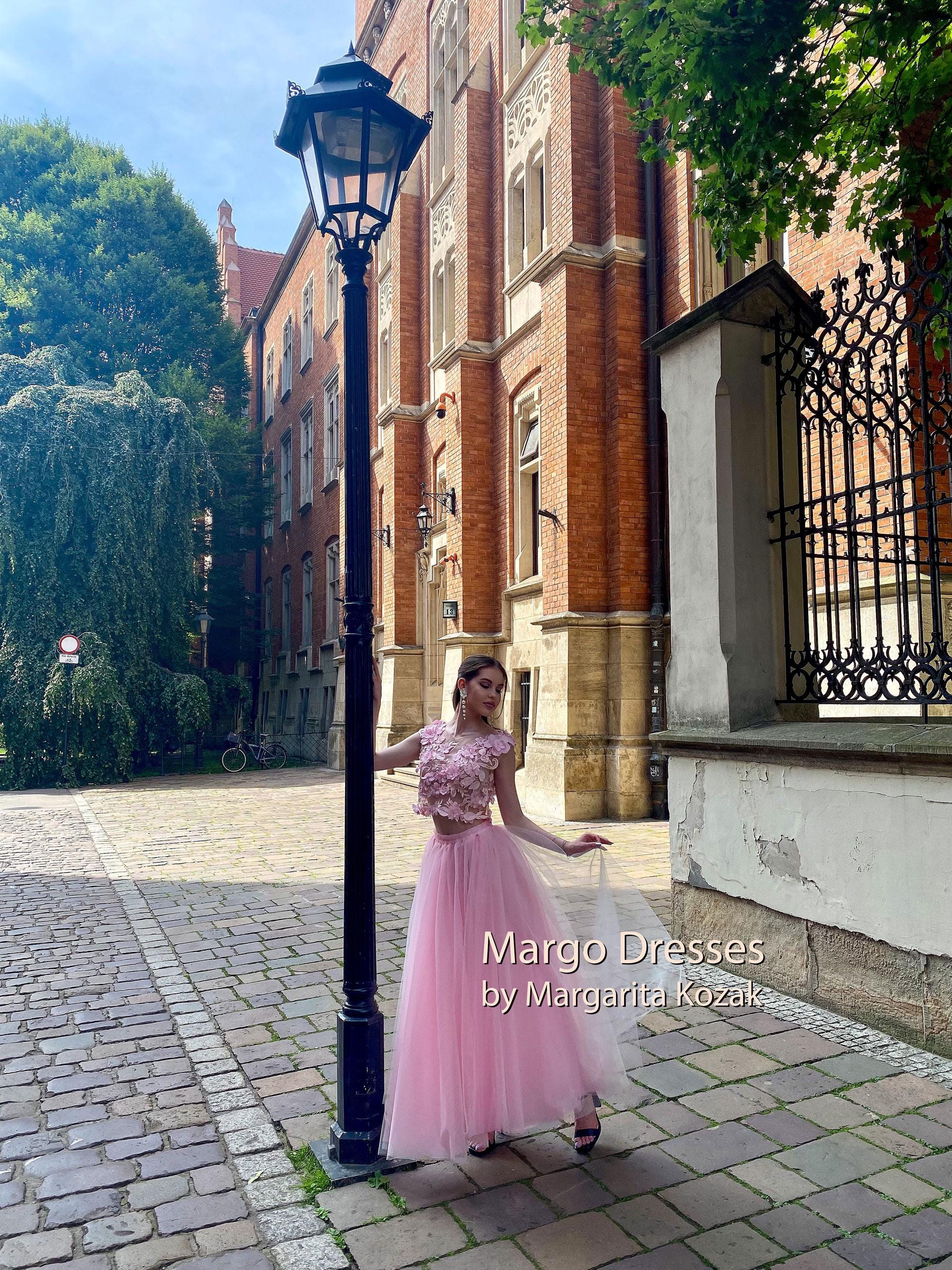 Pink Floral Lace Crop Top and Tulle Tutu Prom Dress - Etsy Hong Kong