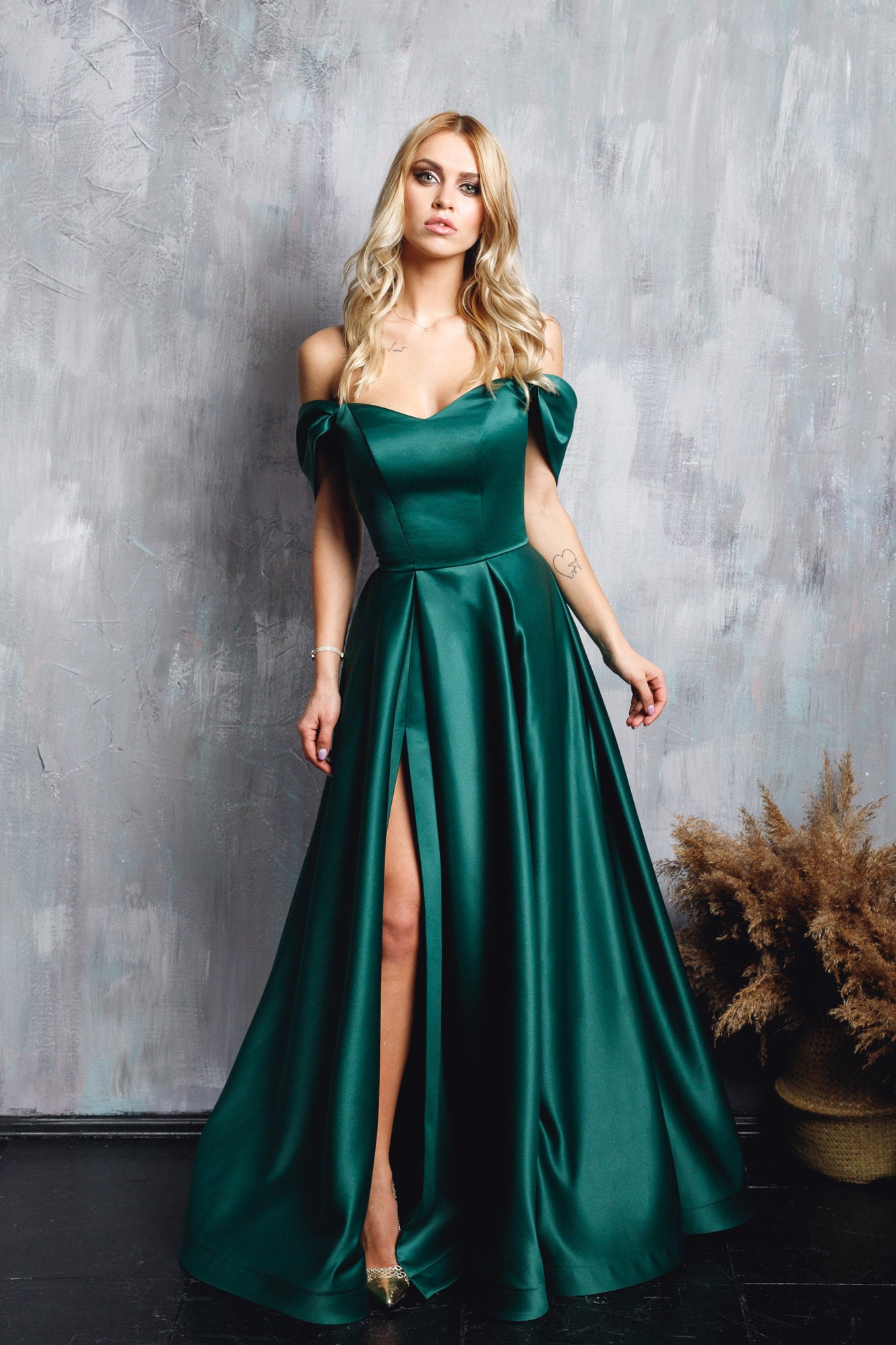 Emerald Green Long Mermaid Evening Dresses 2023 One Shoulder Ribbons Satin  Formal Dress Wedding Party Gown For Women Cu US Size 14 Color Ivory
