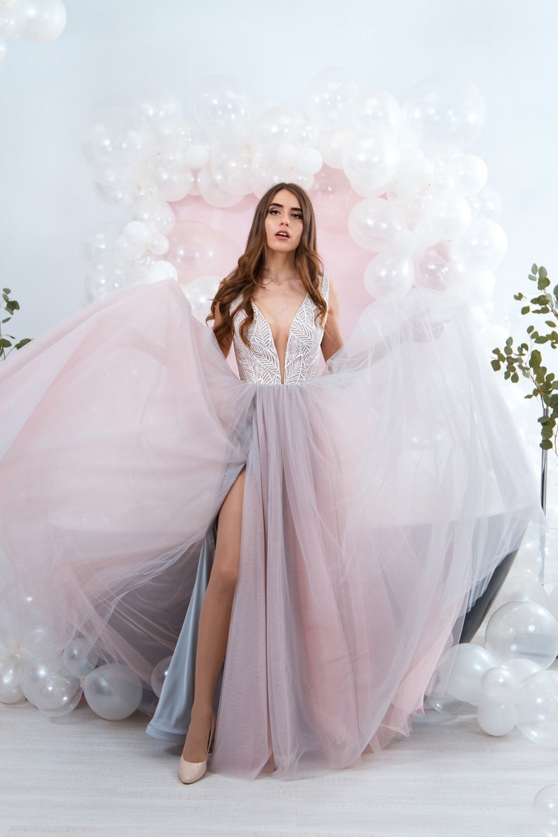 10 sizes IN STOCK Evening Prom Dress Morning Haze Bridesmaid Floor Length Flowy Pinky Gray Cute Custom Made Formal Dress 8 ready to ship