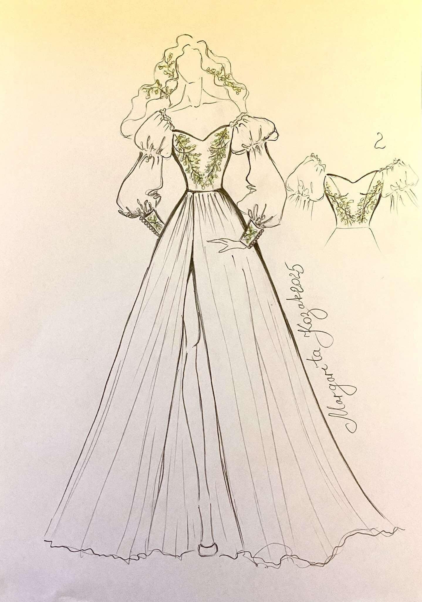 Custom order!!! Floral embroidered corset winter wedding dress. Elven goddess flowy prom dress. Boho hippie beach wedding dress.