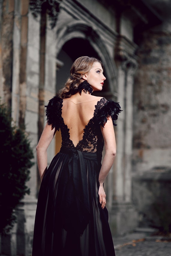 Black Chiffon Prom Dress