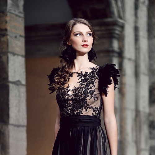 black chiffon formal dress