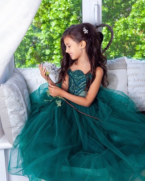 Emerald Green Flower Girl Dress. Fairy ...