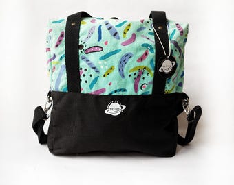 Hand painted backpack, handmade, marbled bag, unique pice backpack