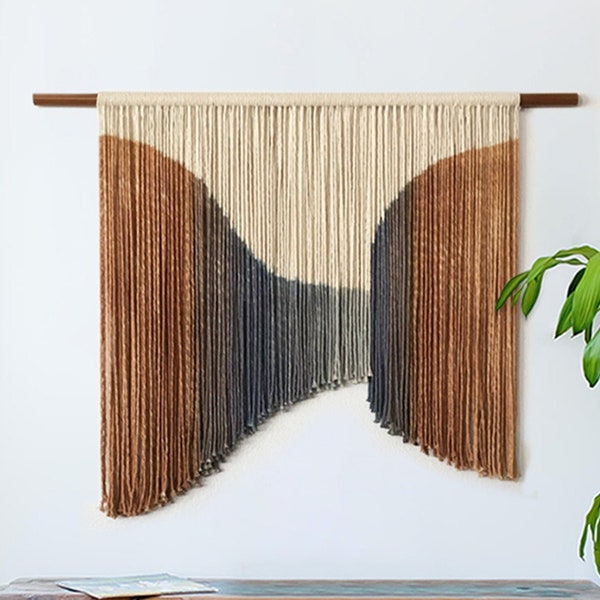 Gradual Dyed Change Macrame Wall Hanging, Dip Dyed Art, Bohemian Art Headboard, Minimalist Wall Art, Handmade Woven Decor, Tapestry Decor