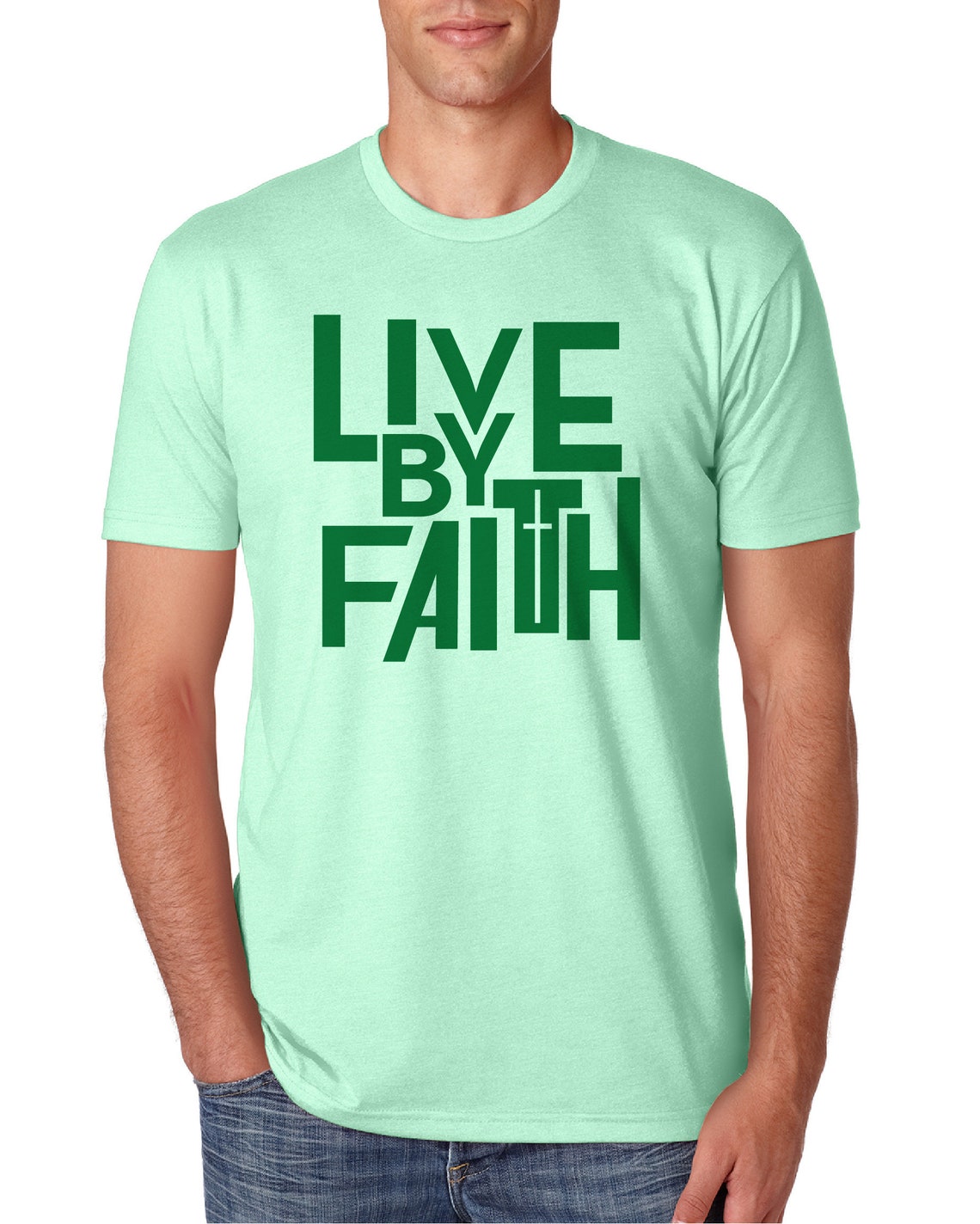 Men's Tshirt Live by Faith Etsy