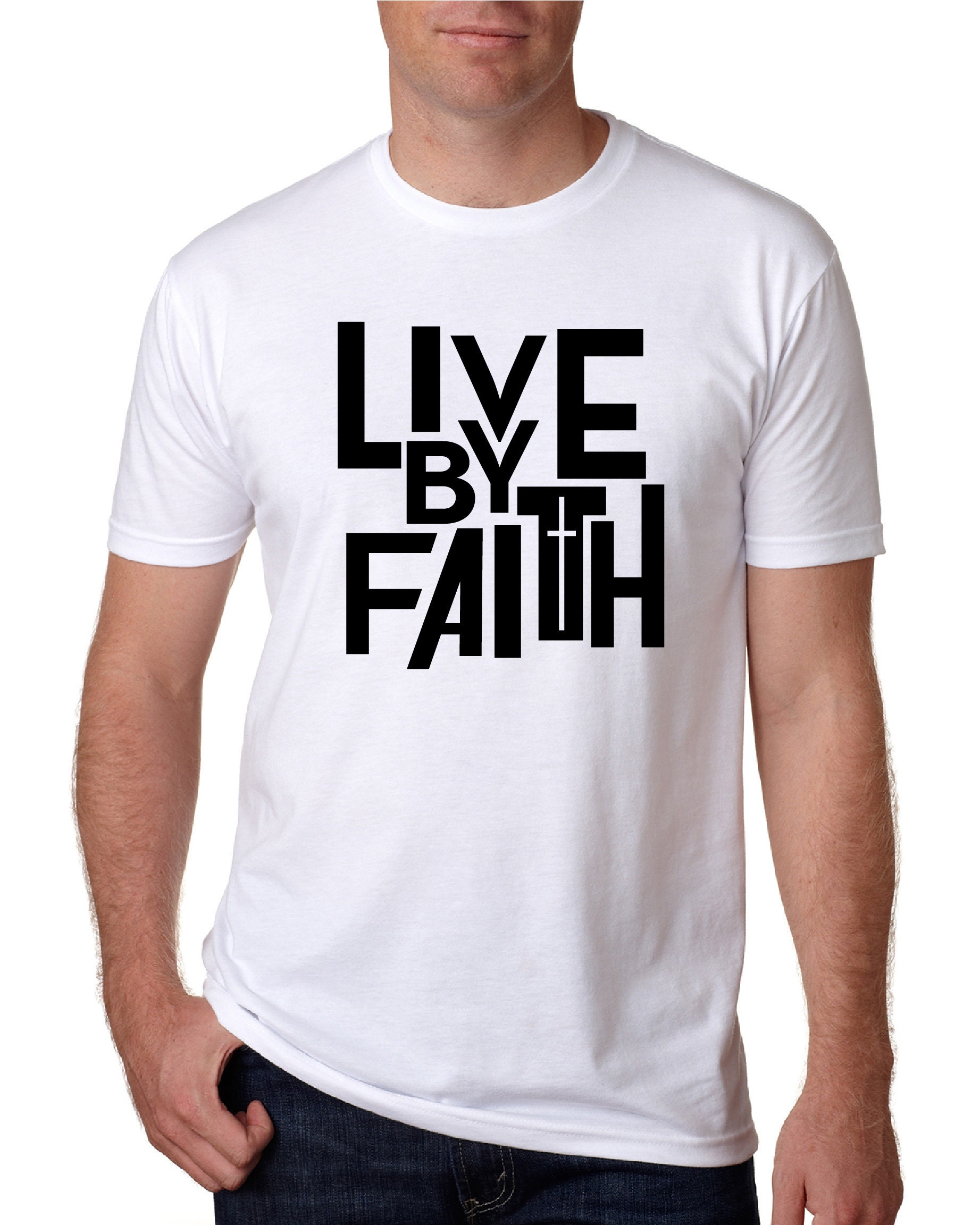 Men's T-shirt: Live by Faith - Etsy