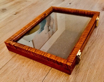 Curly Maple Artifact Display Case 12"x16"x2" (Outside Dimension)