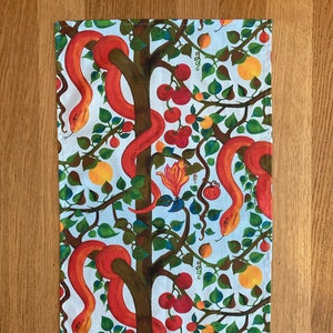 snake design cotton tea towel, high quality, artist-designed and made cotton twill tea towel