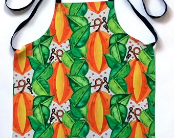 Melons canvas apron, heavyweight floral apron, durable canvas apron,  fruits design apron