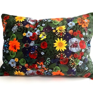 velvet floral cushion, original design, artist made