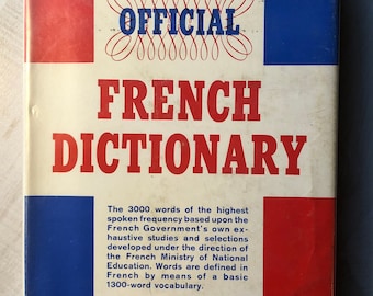 In Very Good Vintage Condition Hardcover 1958 First Edition "RF Official French Dictionary—The 3000 Words of the Highest Spoken Frequency"