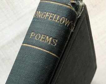 May include: A dark green hardcover book with gold lettering on the spine that reads "Longfellow's Poems". The book is part of the "Cornell Series".