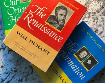 En perfecto estado vintage. "Conjunto de 3 volúmenes: La historia de la civilización". Libros de historia. Por Will Durant. Tapa dura, década de 1950/1960.