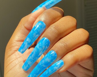 Blue Coffin Nails Etsy