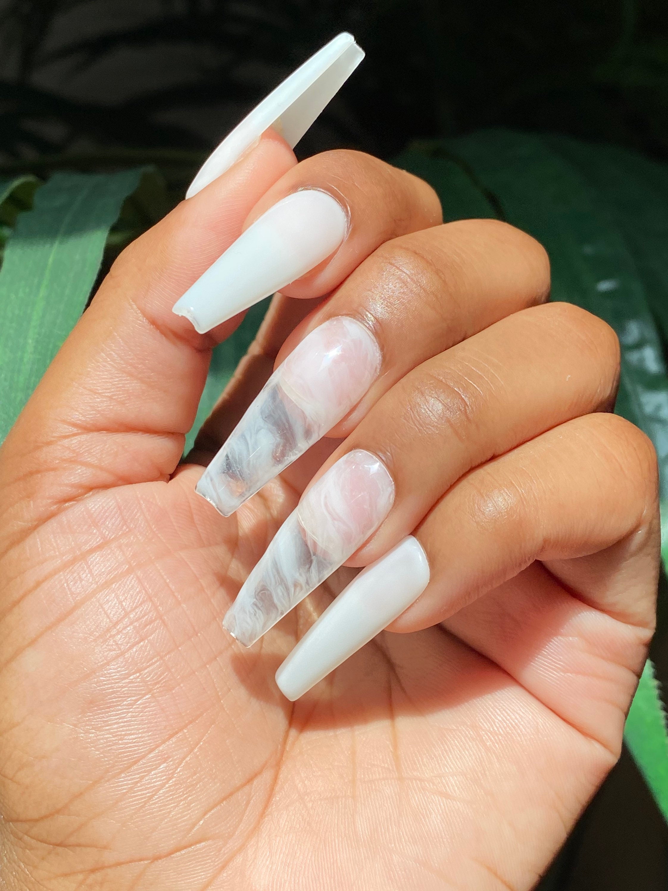Cloud 9 Milky Swirl White Press on Nails Press-on Nails - Etsy Cloud 9 Milky Swirl White Press on Nails Press-on Nails - Etsy